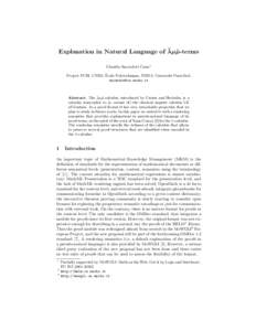 ¯ µ-terms Explanation in Natural Language of λµ ˜ Claudio Sacerdoti Coen? ´ Project PCRI, CNRS, Ecole