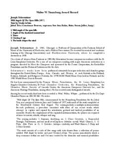 Walter W. Naumburg Award Record Joseph Schwantner Wild Angels Of The Open Hills[removed]Texts by Ursula LeGuin Jubal Trio (Constance Beavon, soprano; Sue Ann Kahn, flute; Susan Jolles, harp)