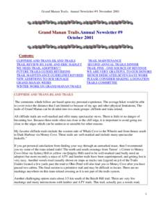 Grand Manan Trails. Annual Newsletter #9. NovemberGrand Manan Trails.Annual Newsletter #9 OctoberContents: