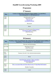 DanBIF Georeferencing Workshop 2009 Programme 27 January Hour 13:0014:00