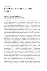 CHAPTER 2  KNOWING WHERE YOU ARE: GENRE THE TEXTUAL MARKING OF SITUATIONALITY AND ACTIVITY