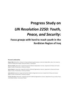 Progress Study on UN Resolution 2250: Youth, Peace, and Security​: Focus groups with hard to reach youth in the Kurdistan Region of Iraq