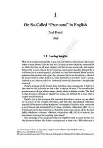 1 On So-Called “Pronouns” in English Paul Postal TE