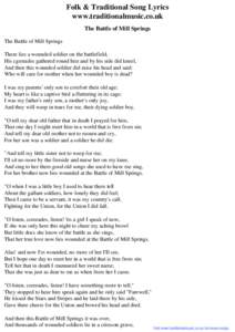 Folk & Traditional Song Lyrics - The Battle of Mill Springs