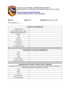 Print  Clear Form STATE OF CALIFORNIA, THE RESOURCES AGENCY DEPARTMENT OF FORESTRY AND FIRE PROTECTION (CAL FIRE)