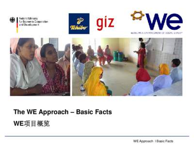 The WE Approach – Basic Facts WE项目概览 WE Approach I Basic Facts 德国国际合作机构 – 致力于未来的合作伙伴 Partner for the Future Worldwide