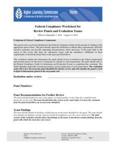Microsoft Word - Federal Compliance Panel and Team Form
