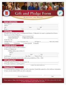 Gift and Pledge Form Achieving the  Dream