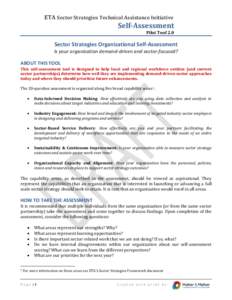 ETA Sector Strategies Technical Assistance Initiative  Self-Assessment Pilot Tool 2.0  Sector Strategies Organizational Self-Assessment