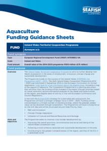 Aquaculture Funding Guidance Sheets FUND Ireland Wales Territorial Cooperation Programme Acronym: n/a
