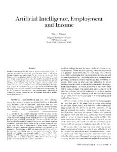 Artificial  Intelligence, Employment and Income Nils J. Nilsson Art~jicaal Intellzgence Center
