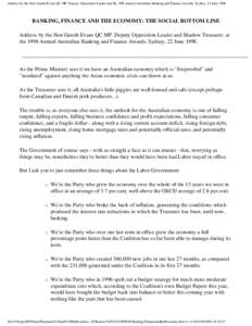 Address by the Hon Gareth Evans QC MP, Deputy Opposition Leader and Shadow Treasurer to the 1998 Annual Australian Banking and Finance Awards, Sydney, 22 June 1998