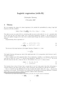 Logistic regression (with R) Christopher Manning 4 November