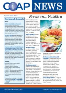 N E WS SeptemberISSUE 9 Books and Journals Books: Nutrition essentials for nursing practice