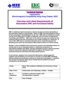 Hong Kong Chapter  Technical Seminar organized by Electromagnetic Compatibility Hong Kong Chapter, IEEE