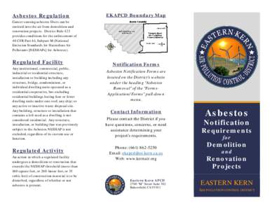 Asbestos Regulation  EKAPCD Boundary Map Cancer-causing asbestos fibers can be emitted into the air from demolition and