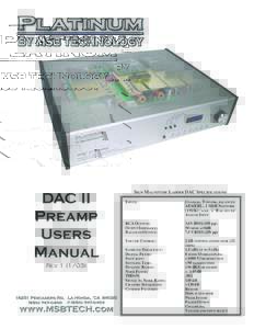 DAC II Preamp Users Manual Rev)
