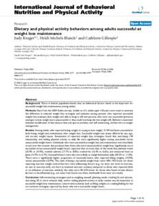 International Journal of Behavioral Nutrition and Physical Activity BioMed Central  Open Access