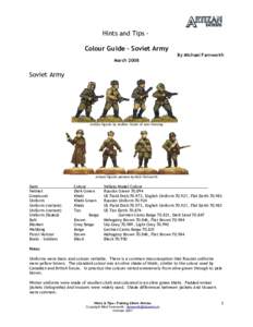 Hints and Tips Colour Guide – Soviet Army By Michael Farnworth March 2008 Soviet Army