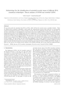 Methodology for the identification of potential security issues of different IPv6 transition technologies: Threat analysis of DNS64 and stateful NAT64 G´ abor Lencsea,∗, Youki Kadobayashib a Department