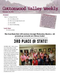 Cottonwood Valley Weekly February 29, 2016 August 17, 2015  Calendar