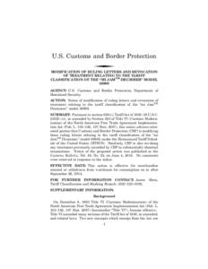U.S. Customs and Border Protection ◆ MODIFICATION OF RULING LETTERS AND REVOCATION OF TREATMENT RELATING TO THE TARIFF CLASSIFICATION OF THE “MI JAMTM DRUMMER” MODEL