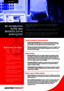 FACT SHEET  An introduction to the new domestic online booking tool