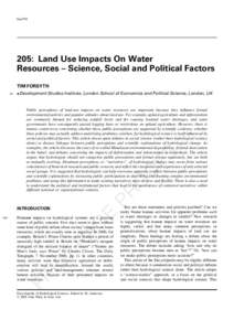 hsa194  205: Land Use Impacts On Water Resources – Science, Social and Political Factors TIM FORSYTH Q1