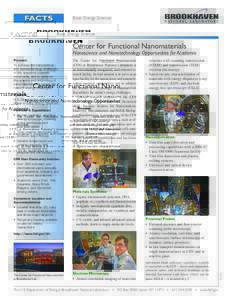 FACTS  Basic Energy Sciences Center for Functional Nanomaterials