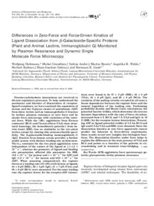 Archives of Biochemistry and Biophysics Vol. 383, No. 2, November 15, pp. 157–170, 2000 doi:abbi, available online at http://www.idealibrary.com on Differences in Zero-Force and Force-Driven Kinetics 