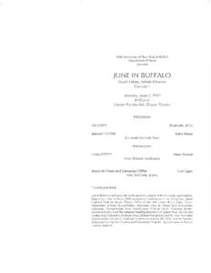 State University of New York at Buffalo Department of Music presents JUNE IN BUFFALO Dav id Felder, Artistic Director
