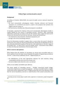          Policy Paper on lowest­price award 