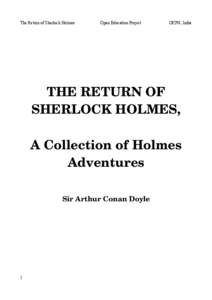 The Return of Sherlock Holmes  Open Education Project OKFN, India