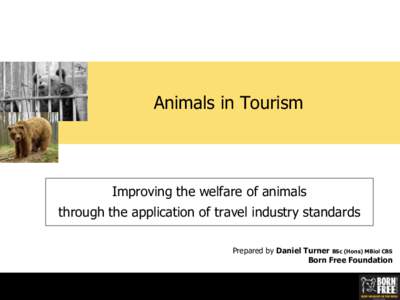 Animals in Tourism  Improving the welfare of animals through the application of travel industry standards Prepared by Daniel Turner BSc (Hons) MBiol CBS Born Free Foundation