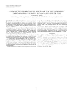 Journal of Paleontology, 83(3), page 501, May 2009 Copyright  2009, The Paleontological Society$03.00 PARAPARCHITES ESKRIDGENSIS, NEW NAME FOR THE OSTRACODE PARAPARCHITES PUNCTATUS WATABE AND KAESL