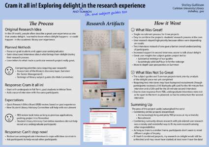 Cram it all in! Exploring delight‸in the research experience  Shelley Gullikson Carleton University Library @shelley_gee
