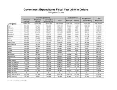 Government Expenditures Fiscal Year 2010 in Dollars Livingston County Livingston  Personal