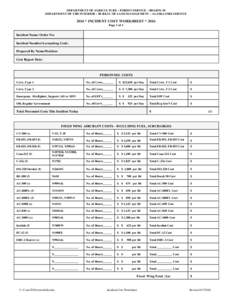 DEPARTMENT OF AGRICULTURE – FOREST SERVICE – REGION 10 DEPARTMENT OF THE INTERIOR – BUREAU OF LAND MANAGEMENT – ALASKA FIRE SERVICE 2016 * INCIDENT COST WORKSHEET * 2016 Page 1 of 4