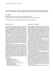 Scandinavian Journal of Surgery 94: 279–285, 2005  BLAST TRAUMA: THE FOURTH WEAPON OF MASS DESTRUCTION