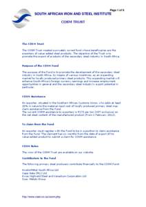 Page 1 of 6  SOUTH AFRICAN IRON AND STEEL INSTITUTE COSM TRUST  The COSM Trust