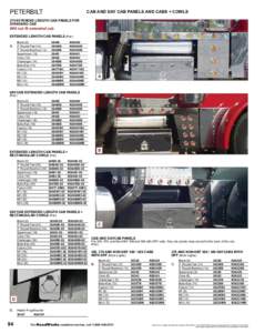 PETERBILT  CAB AND DAY CAB PANELS AND CABS + COWLS 379 EXTENDED LENGTH CAB PANELS FOR STANDARD CAB