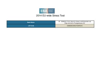 2014 EU-wide Stress Test Bank Name AT - BAWAG P.S.K. Bank für Arbeit und Wirtschaft und Österreichische Postsparkasse AG