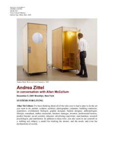 ORIGINALLY PUBLISHED IN:  ANDREA ZITTEL DIARY #01, Tema Celeste Editions, Gabrius Spa, Milan, Italy, 2002.