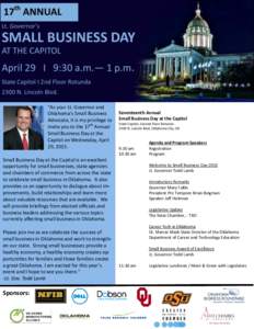 “As your Lt. Governor and Oklahoma’s Small Business Advocate, it is my privilege to invite you to the 17th Annual Small Business Day at the Capitol on Wednesday, April