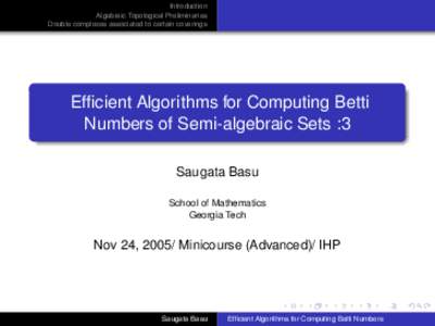Introduction Algebraic Topological Preliminaries Double complexes associated to certain coverings