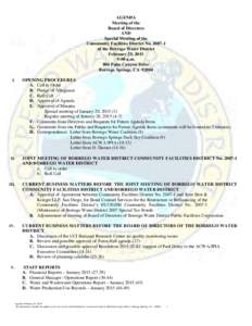 AGENDA Meeting of the Board of Directors AND Special Meeting of the Community Facilities District No