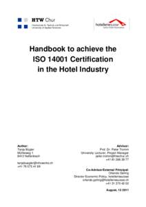 Handbook to achieve the ISOCertification in the Hotel Industry Author: Tanja Bügler