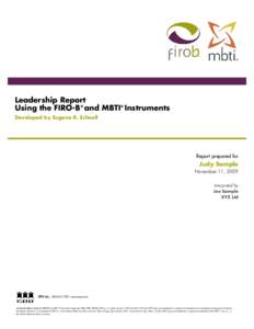 MBTI and FIRO-B Leadership Report