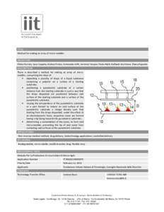 TITLE Method for making an array of micro-needles INVENTORS Pietro Ferraro, Sara Coppola, Andrea Finizio, Simonetta Grilli, Veronica Vespini, Paolo Netti, Raffaele Vecchione, Eliana Esposito