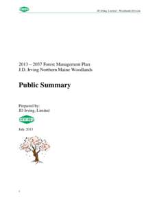 Microsoft Word - J D  Irving Northern Maine WoodlandsForest Management Plan